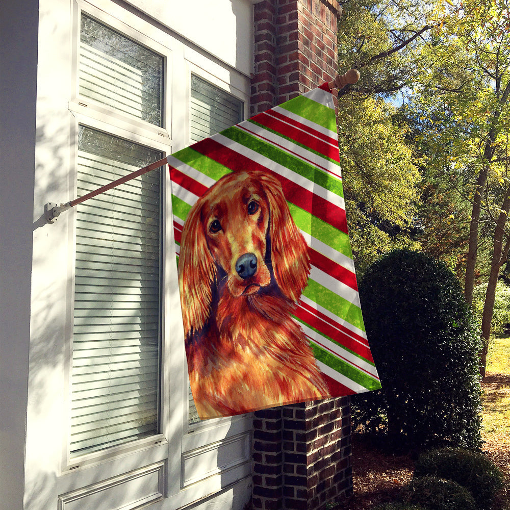 Irish Setter Candy Cane Holiday Christmas House Flag 28x40 Porch Sleeve Pole Decorative Outside Yard Banner Artwork Wall Hanging, Polyester