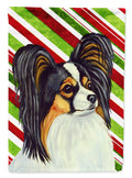 Papillon Candy Cane Holiday Christmas House Flag 28x40 Porch Sleeve Pole Decorative Outside Yard Banner Artwork Wall Hanging, Polyester