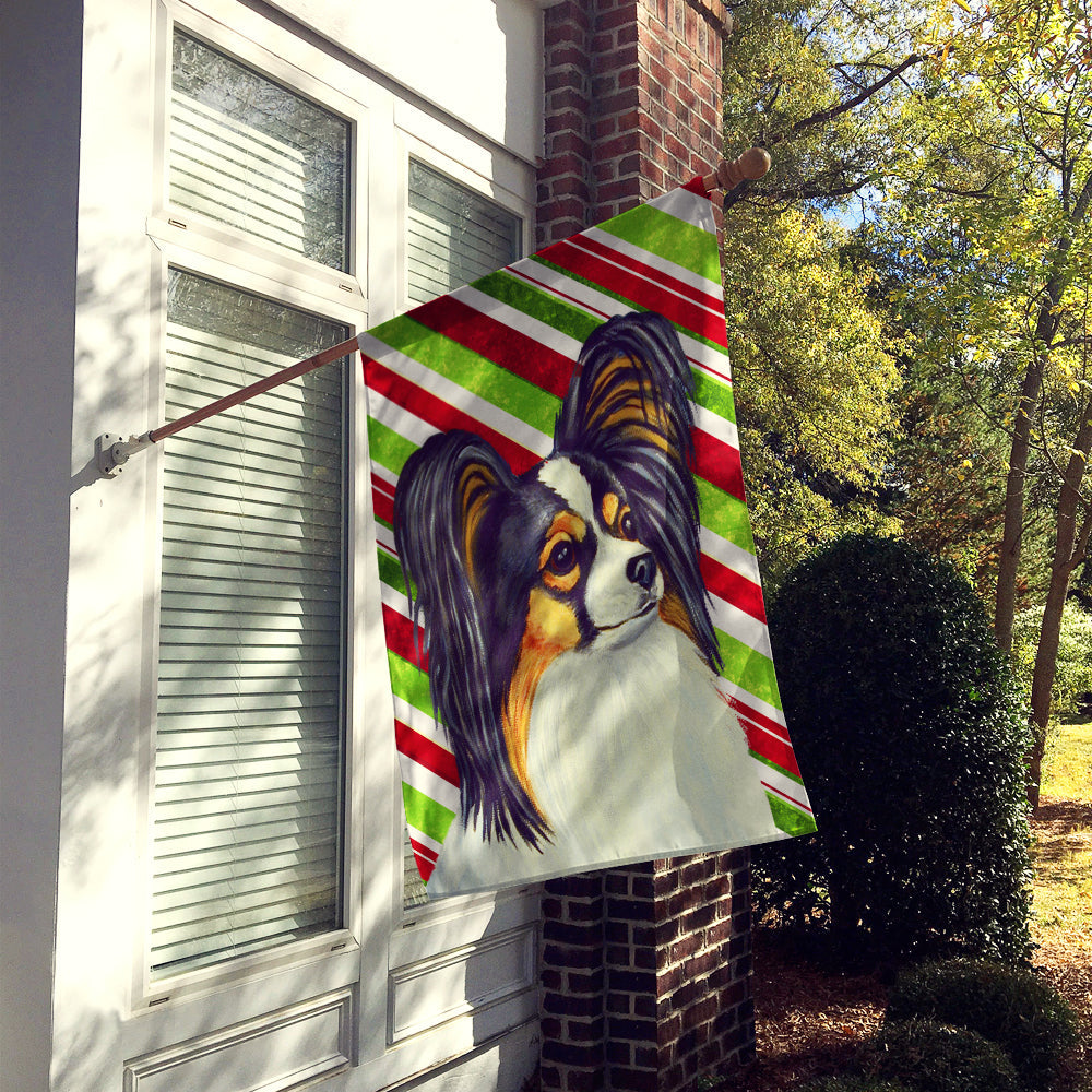 Papillon Candy Cane Holiday Christmas House Flag 28x40 Porch Sleeve Pole Decorative Outside Yard Banner Artwork Wall Hanging, Polyester