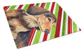 Dachshund Candy Cane Holiday Christmas Cutting Board Tempered Glass Kitchen Cutting Surface, Heat Resistant Chopping, Non-Slip Feet, Food Prep & Serving