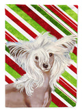 Chinese Crested Candy Cane Holiday Christmas House Flag 28x40 Porch Sleeve Pole Decorative Outside Yard Banner Artwork Wall Hanging, Polyester