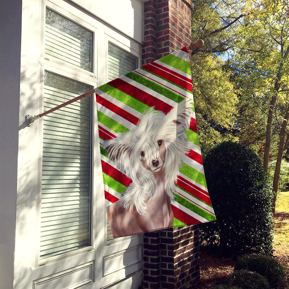 Chinese Crested Candy Cane Holiday Christmas House Flag 28x40 Porch Sleeve Pole Decorative Outside Yard Banner Artwork Wall Hanging, Polyester