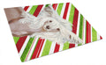 Chinese Crested Candy Cane Holiday Christmas Cutting Board Tempered Glass Kitchen Cutting Surface, Heat Resistant Chopping, Non-Slip Feet, Food Prep & Serving