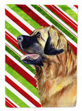 Leonberger Candy Cane Holiday Christmas House Flag 28x40 Porch Sleeve Pole Decorative Outside Yard Banner Artwork Wall Hanging, Polyester