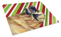 Leonberger Candy Cane Holiday Christmas Cutting Board Tempered Glass Kitchen Cutting Surface, Heat Resistant Chopping, Non-Slip Feet, Food Prep & Serving