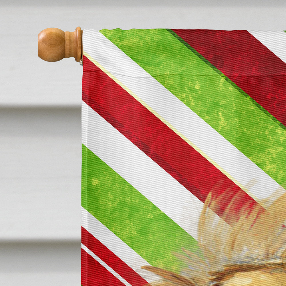 Tibetan Spaniel Candy Cane Holiday Christmas House Flag 28x40 Porch Sleeve Pole Decorative Outside Yard Banner Artwork Wall Hanging, Polyester