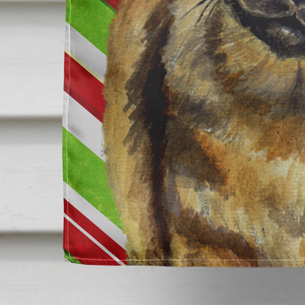 Tibetan Spaniel Candy Cane Holiday Christmas House Flag 28x40 Porch Sleeve Pole Decorative Outside Yard Banner Artwork Wall Hanging, Polyester