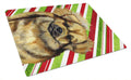 Tibetan Spaniel Candy Cane Holiday Christmas Cutting Board Tempered Glass Kitchen Cutting Surface, Heat Resistant Chopping, Non-Slip Feet, Food Prep & Serving