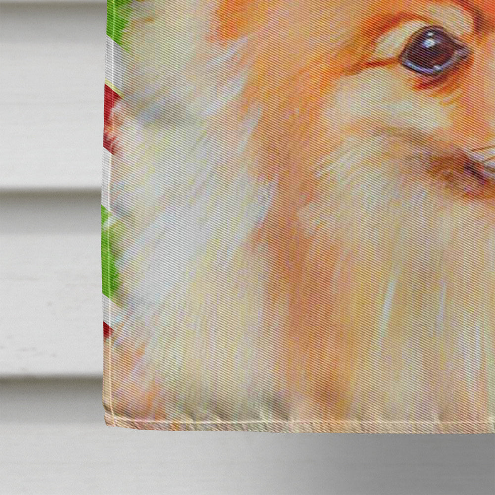 Pomeranian Candy Cane Holiday Christmas House Flag 28x40 Porch Sleeve Pole Decorative Outside Yard Banner Artwork Wall Hanging, Polyester