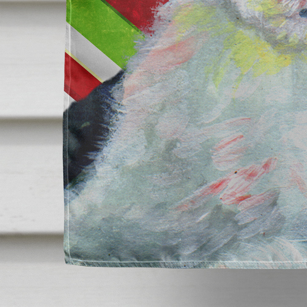 Old English Sheepdog Candy Cane Holiday Christmas House Flag 28x40 Porch Sleeve Pole Decorative Outside Yard Banner Artwork Wall Hanging, Polyester