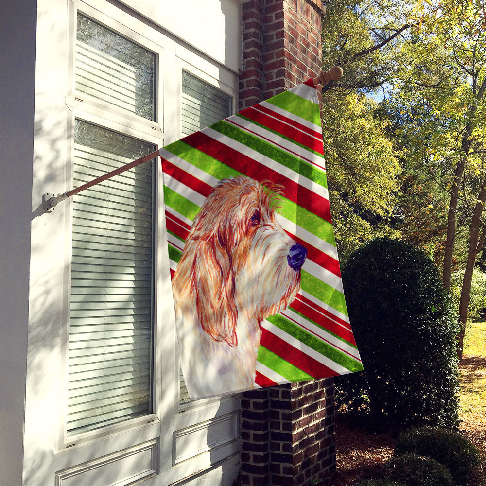 Petit Basset Griffon Vendeen Candy Cane Holiday Christmas House Flag 28x40 Porch Sleeve Pole Decorative Outside Yard Banner Artwork Wall Hanging, Polyester