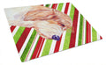 Petit Basset Griffon Vendeen Candy Cane Holiday Christmas Cutting Board Tempered Glass Kitchen Cutting Surface, Heat Resistant Chopping, Non-Slip Feet, Food Prep & Serving