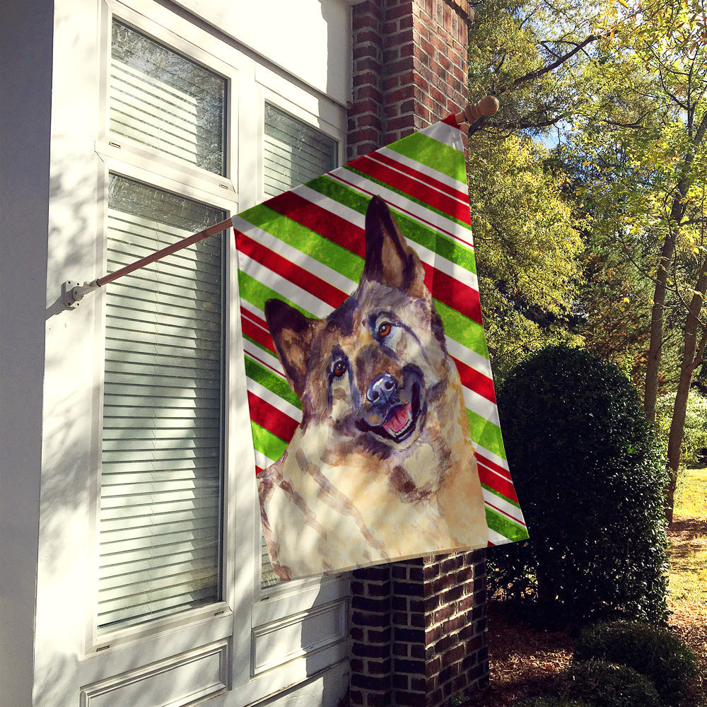 Norwegian Elkhound Candy Cane Holiday Christmas House Flag 28x40 Porch Sleeve Pole Decorative Outside Yard Banner Artwork Wall Hanging, Polyester