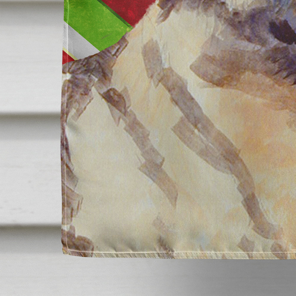 Norwegian Elkhound Candy Cane Holiday Christmas House Flag 28x40 Porch Sleeve Pole Decorative Outside Yard Banner Artwork Wall Hanging, Polyester