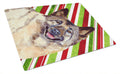 Norwegian Elkhound Candy Cane Holiday Christmas Cutting Board Tempered Glass Kitchen Cutting Surface, Heat Resistant Chopping, Non-Slip Feet, Food Prep & Serving