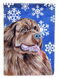 Newfoundland Winter Snowflakes Holiday House Flag 28x40 Porch Sleeve Pole Decorative Outside Yard Banner Artwork Wall Hanging, Polyester