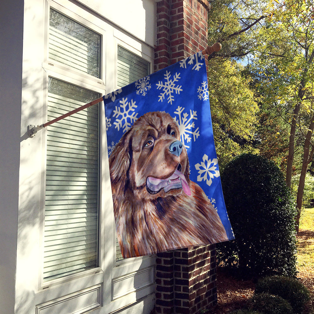 Newfoundland Winter Snowflakes Holiday House Flag 28x40 Porch Sleeve Pole Decorative Outside Yard Banner Artwork Wall Hanging, Polyester