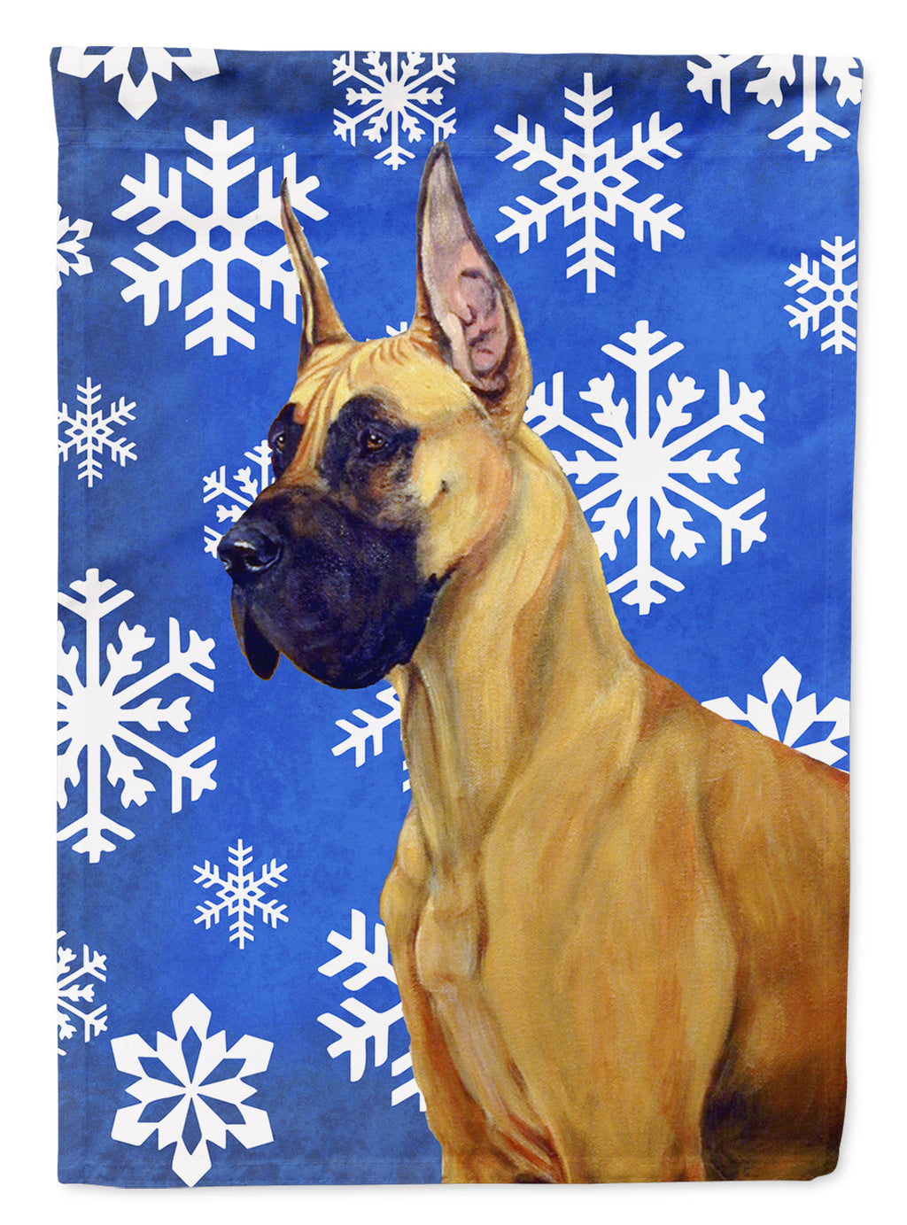 Great Dane Winter Snowflakes Holiday House Flag 28x40 Porch Sleeve Pole Decorative Outside Yard Banner Artwork Wall Hanging, Polyester