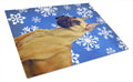 Great Dane Winter Snowflakes Holiday Cutting Board Tempered Glass Kitchen Cutting Surface, Heat Resistant Chopping, Non-Slip Feet, Food Prep & Serving