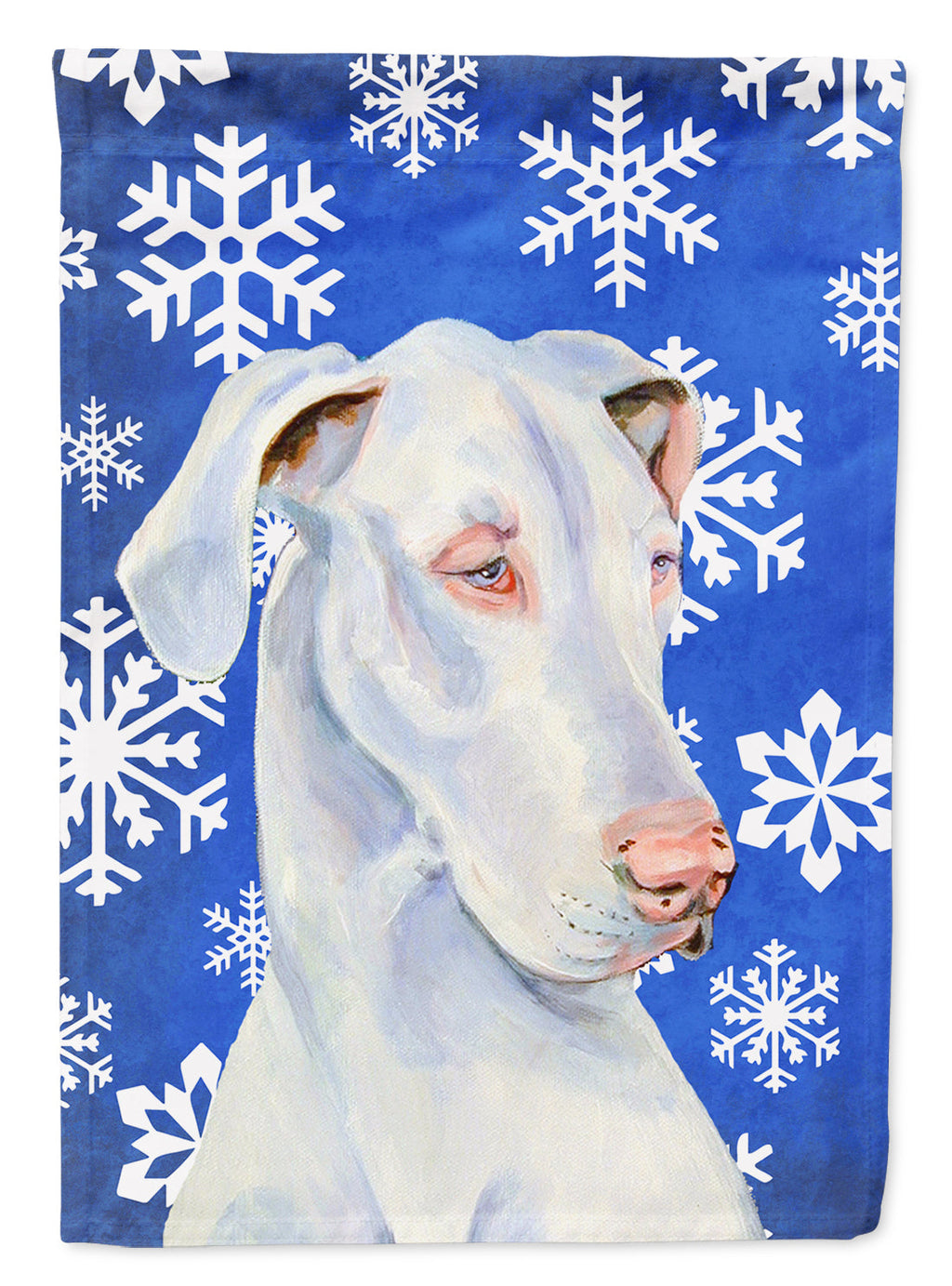 Great Dane Winter Snowflakes Holiday House Flag 28x40 Porch Sleeve Pole Decorative Outside Yard Banner Artwork Wall Hanging, Polyester