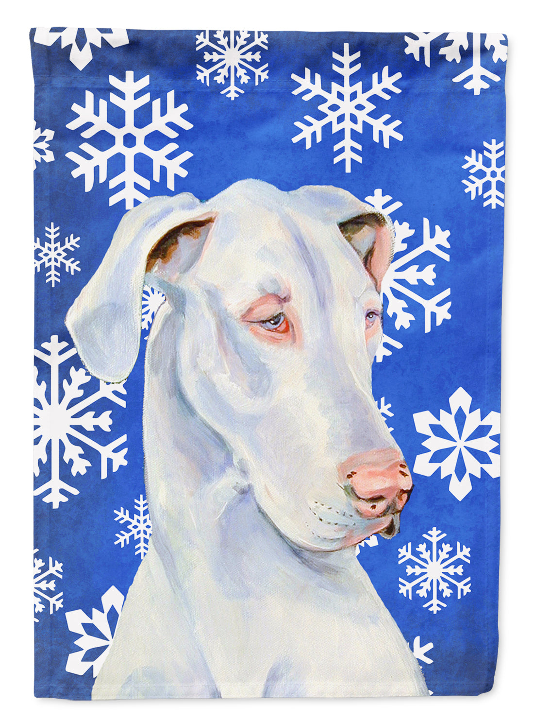 Great Dane Winter Snowflakes Holiday House Flag 28x40 Porch Sleeve Pole Decorative Outside Yard Banner Artwork Wall Hanging, Polyester