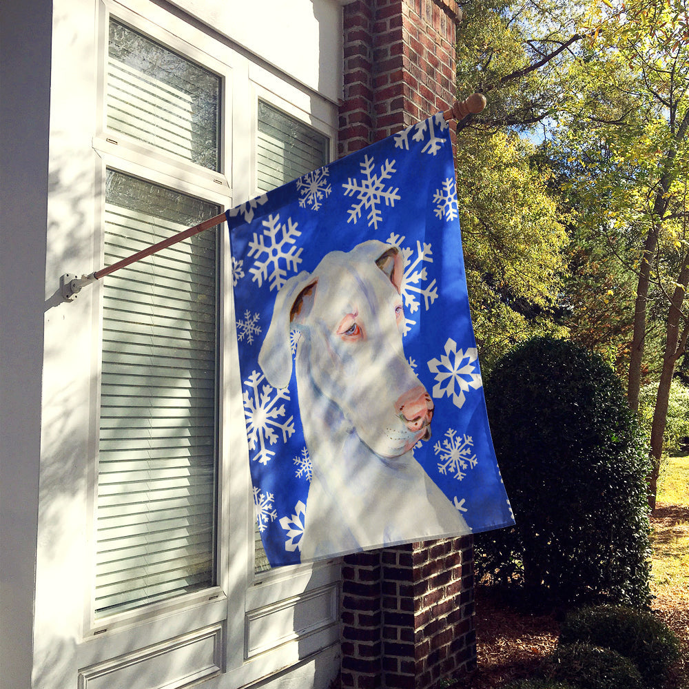 Great Dane Winter Snowflakes Holiday House Flag 28x40 Porch Sleeve Pole Decorative Outside Yard Banner Artwork Wall Hanging, Polyester