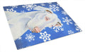 Great Dane Winter Snowflakes Holiday Cutting Board Tempered Glass Kitchen Cutting Surface, Heat Resistant Chopping, Non-Slip Feet, Food Prep & Serving