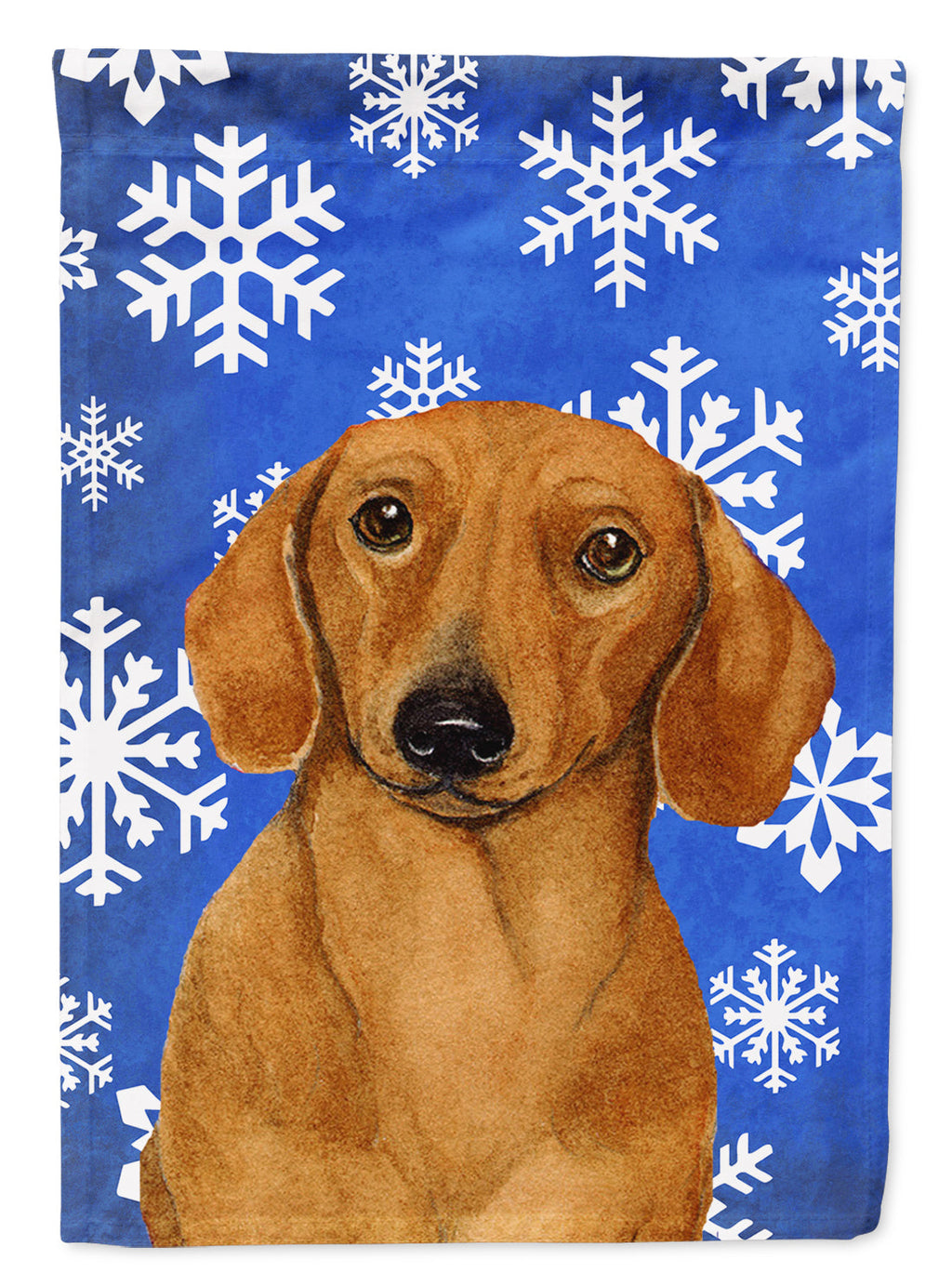 Dachshund Winter Snowflakes Holiday House Flag 28x40 Porch Sleeve Pole Decorative Outside Yard Banner Artwork Wall Hanging, Polyester