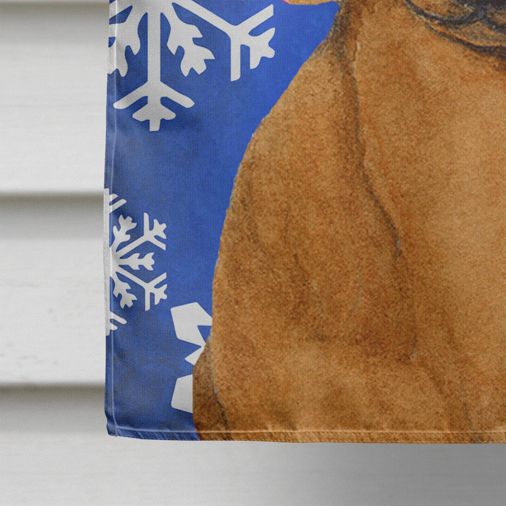 Dachshund Winter Snowflakes Holiday House Flag 28x40 Porch Sleeve Pole Decorative Outside Yard Banner Artwork Wall Hanging, Polyester