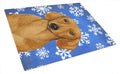 Dachshund Winter Snowflakes Holiday Cutting Board Tempered Glass Kitchen Cutting Surface, Heat Resistant Chopping, Non-Slip Feet, Food Prep & Serving