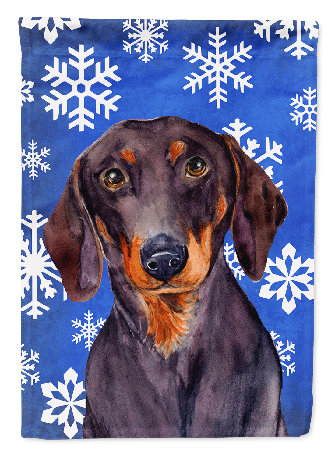 Dachshund Winter Snowflakes Holiday House Flag 28x40 Porch Sleeve Pole Decorative Outside Yard Banner Artwork Wall Hanging, Polyester