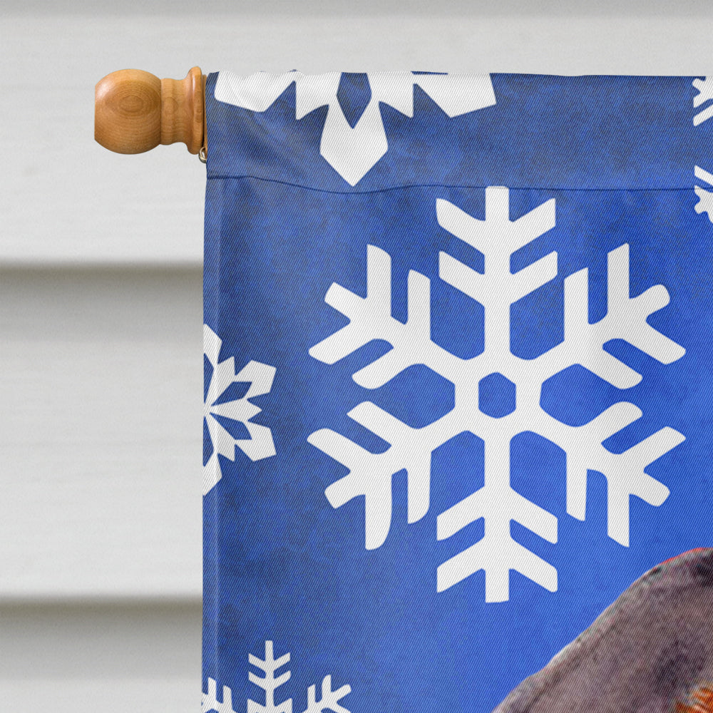 Dachshund Winter Snowflakes Holiday House Flag 28x40 Porch Sleeve Pole Decorative Outside Yard Banner Artwork Wall Hanging, Polyester