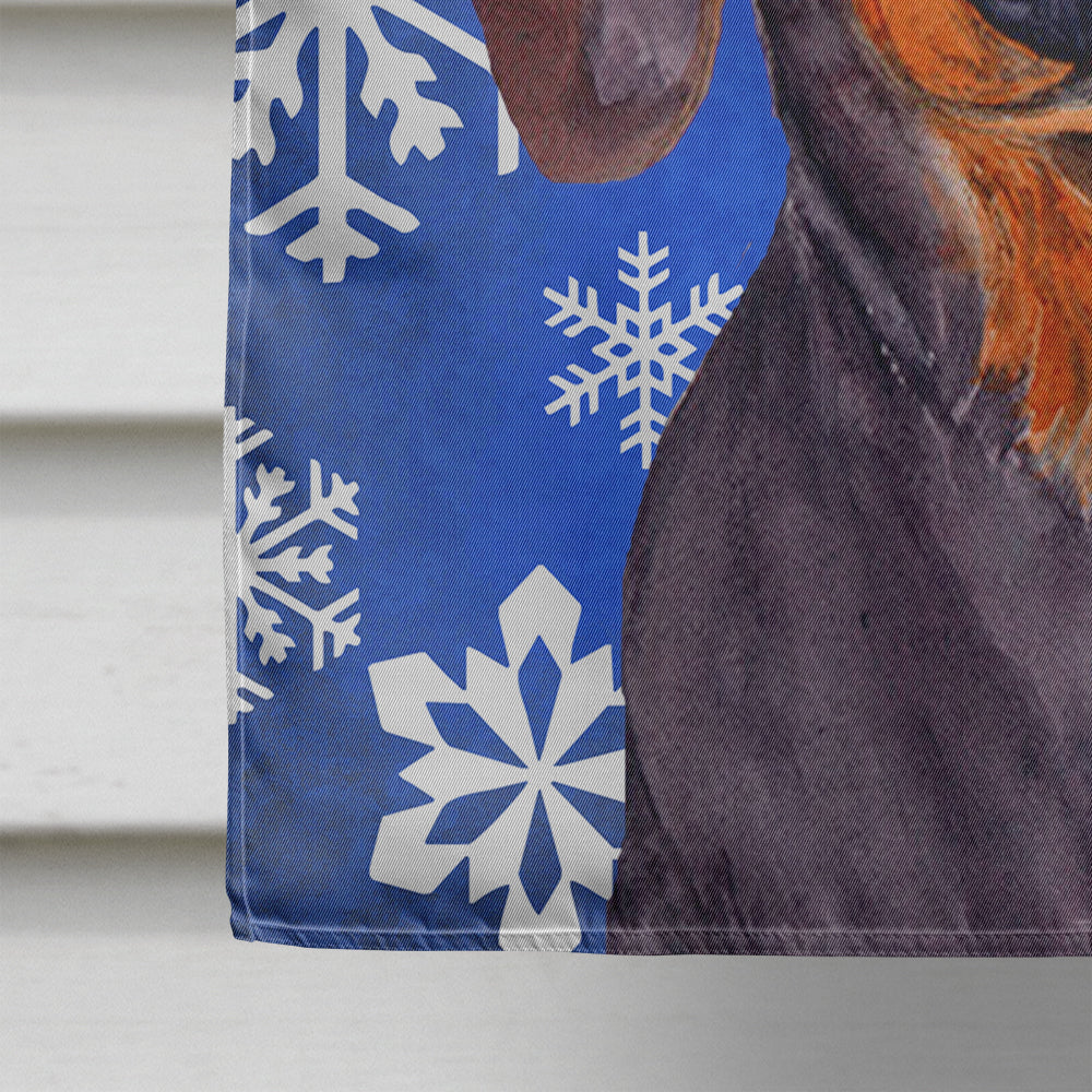 Dachshund Winter Snowflakes Holiday House Flag 28x40 Porch Sleeve Pole Decorative Outside Yard Banner Artwork Wall Hanging, Polyester