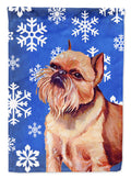 Brussels Griffon Winter Snowflakes Holiday House Flag 28x40 Porch Sleeve Pole Decorative Outside Yard Banner Artwork Wall Hanging, Polyester