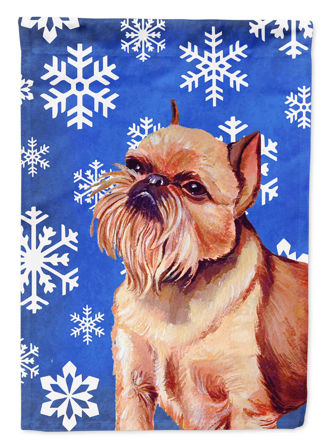 Brussels Griffon Winter Snowflakes Holiday House Flag 28x40 Porch Sleeve Pole Decorative Outside Yard Banner Artwork Wall Hanging, Polyester
