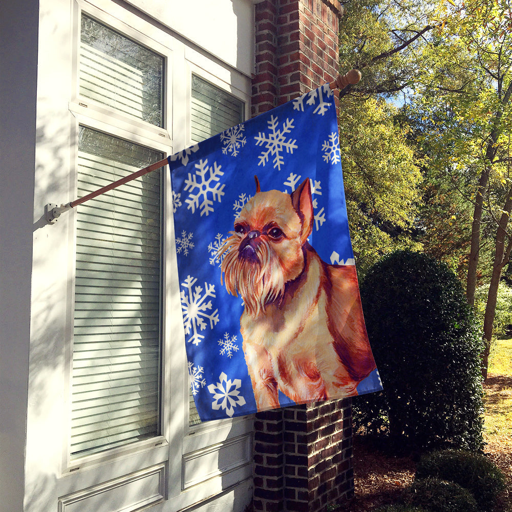 Brussels Griffon Winter Snowflakes Holiday House Flag 28x40 Porch Sleeve Pole Decorative Outside Yard Banner Artwork Wall Hanging, Polyester