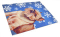 Brussels Griffon Winter Snowflakes Holiday Cutting Board Tempered Glass Kitchen Cutting Surface, Heat Resistant Chopping, Non-Slip Feet, Food Prep & Serving