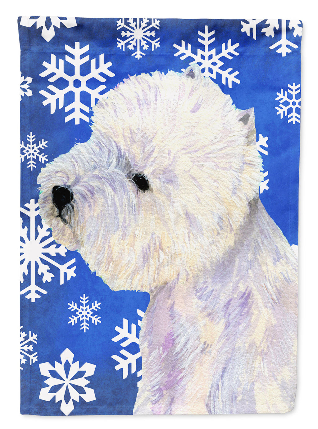 Westie Winter Snowflakes Holiday House Flag 28x40 Porch Sleeve Pole Decorative Outside Yard Banner Artwork Wall Hanging, Polyester