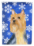Silky Terrier Winter Snowflakes Holiday House Flag 28x40 Porch Sleeve Pole Decorative Outside Yard Banner Artwork Wall Hanging, Polyester