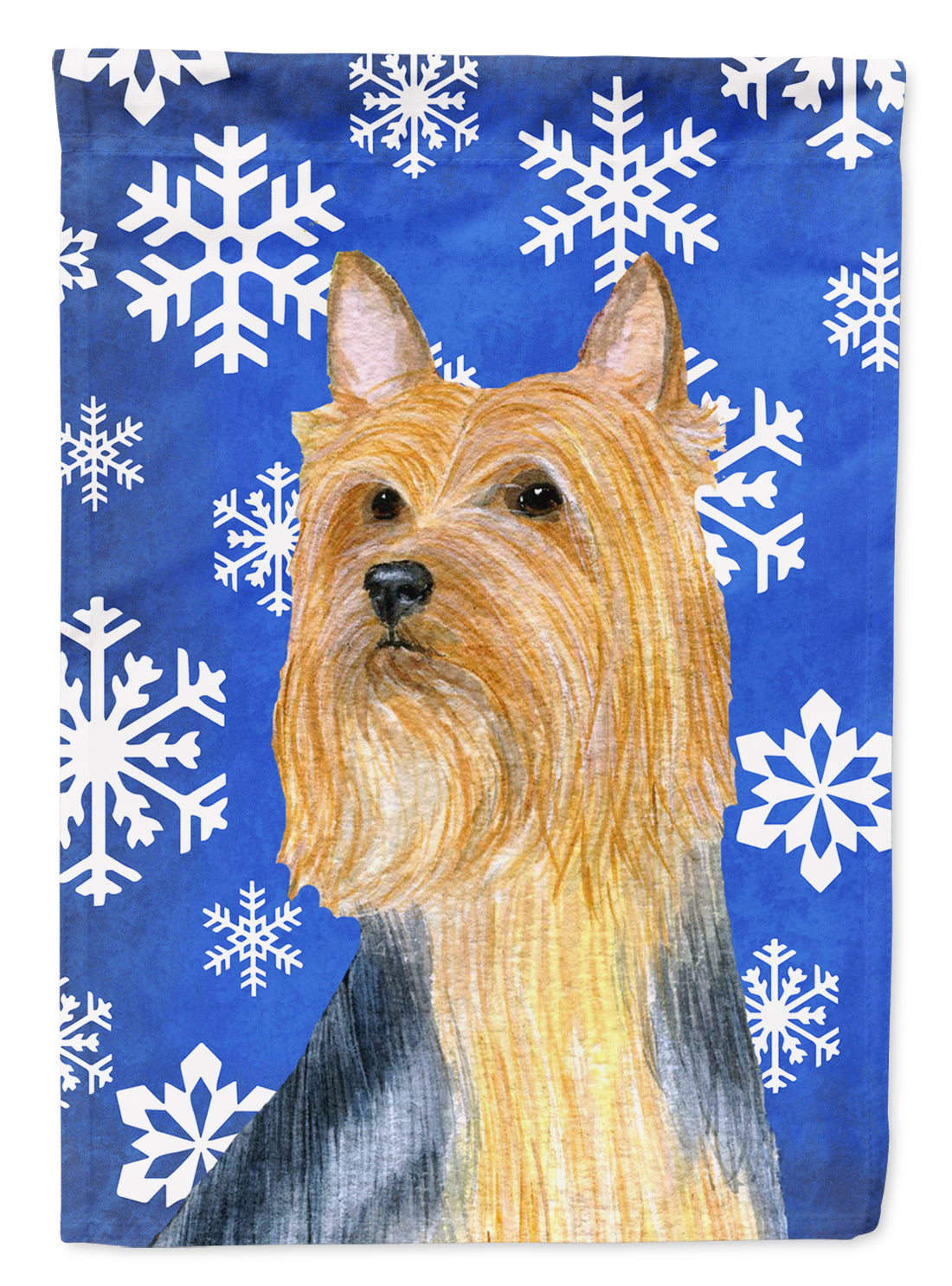 Silky Terrier Winter Snowflakes Holiday House Flag 28x40 Porch Sleeve Pole Decorative Outside Yard Banner Artwork Wall Hanging, Polyester