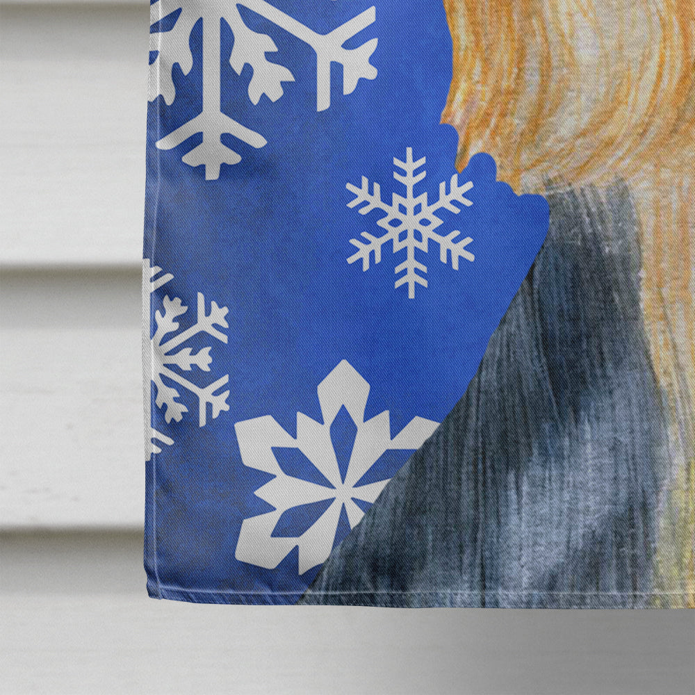 Silky Terrier Winter Snowflakes Holiday House Flag 28x40 Porch Sleeve Pole Decorative Outside Yard Banner Artwork Wall Hanging, Polyester
