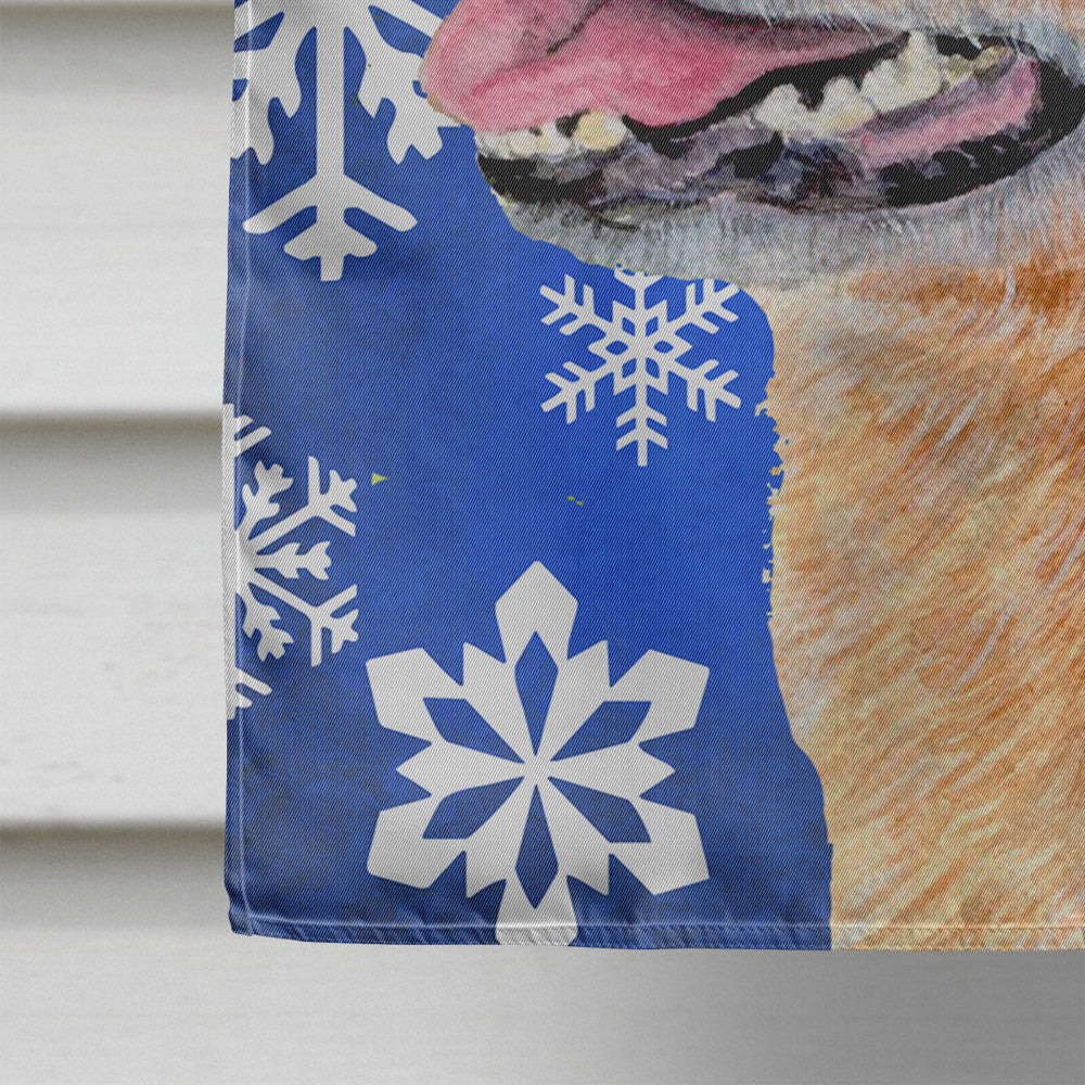 Australian Cattle Dog Winter Snowflakes Holiday House Flag 28x40 Porch Sleeve Pole Decorative Outside Yard Banner Artwork Wall Hanging, Polyester