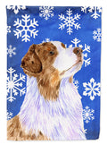 Australian Shepherd Winter Snowflakes Holiday House Flag 28x40 Porch Sleeve Pole Decorative Outside Yard Banner Artwork Wall Hanging, Polyester