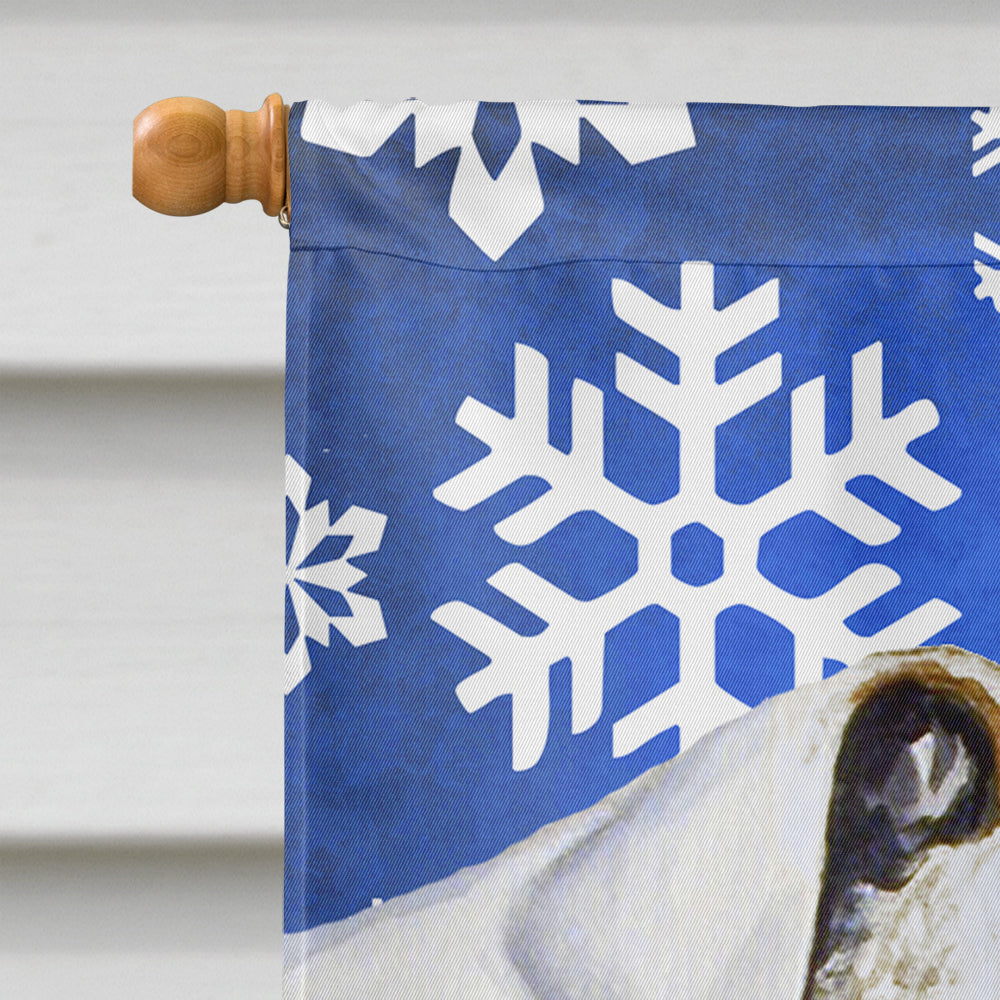 Bulldog English Winter Snowflakes Holiday House Flag 28x40 Porch Sleeve Pole Decorative Outside Yard Banner Artwork Wall Hanging, Polyester