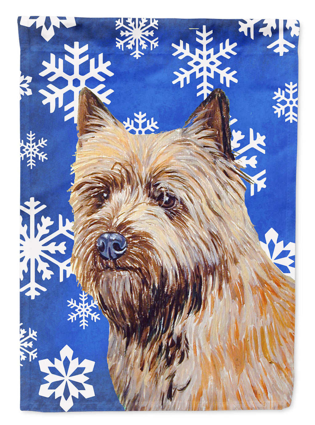 Cairn Terrier Winter Snowflakes Holiday House Flag 28x40 Porch Sleeve Pole Decorative Outside Yard Banner Artwork Wall Hanging, Polyester
