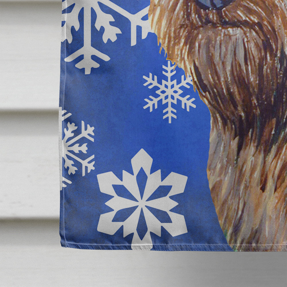 Cairn Terrier Winter Snowflakes Holiday House Flag 28x40 Porch Sleeve Pole Decorative Outside Yard Banner Artwork Wall Hanging, Polyester