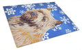 Cairn Terrier Winter Snowflakes Holiday Cutting Board Tempered Glass Kitchen Cutting Surface, Heat Resistant Chopping, Non-Slip Feet, Food Prep & Serving