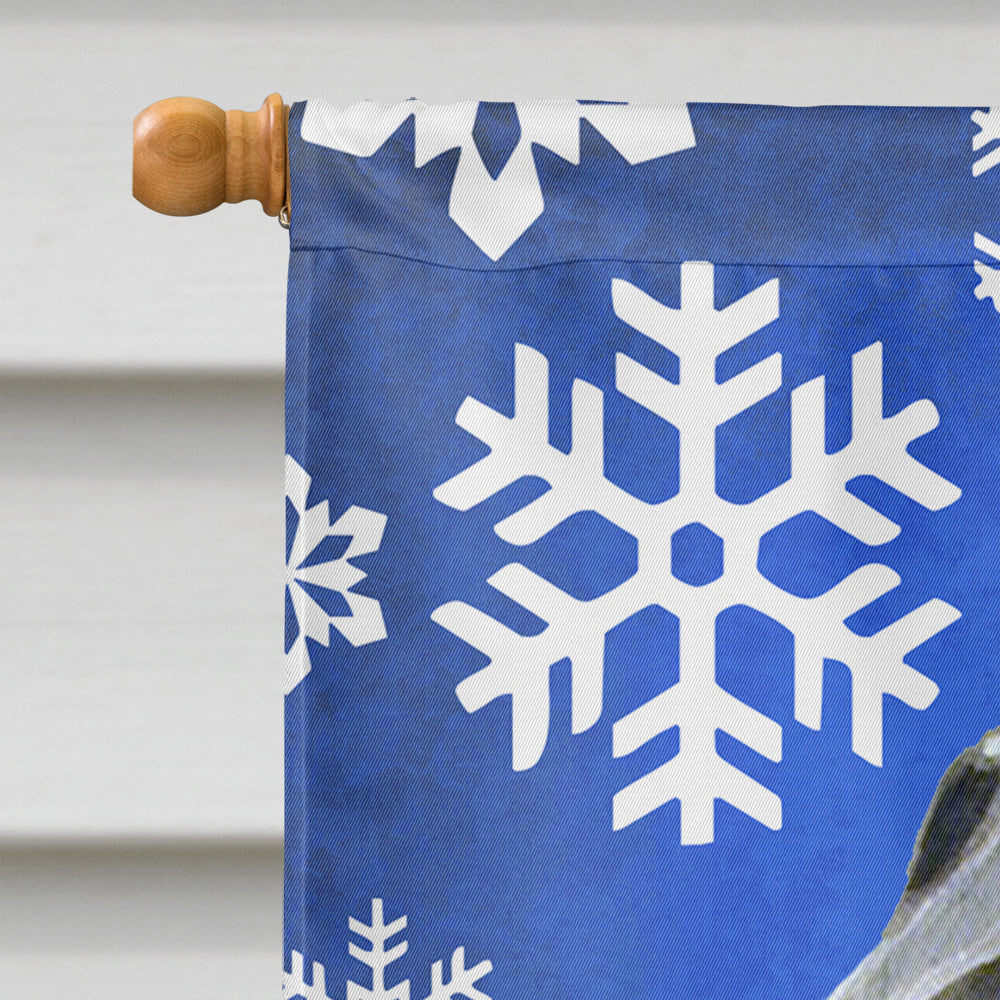 Flat Coated Retriever Winter Snowflakes Holiday House Flag 28x40 Porch Sleeve Pole Decorative Outside Yard Banner Artwork Wall Hanging, Polyester