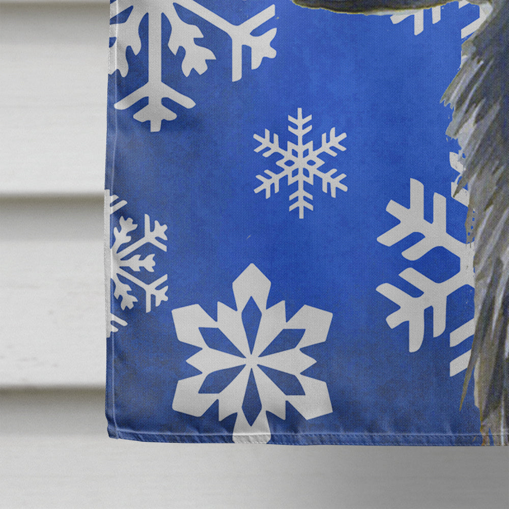 Flat Coated Retriever Winter Snowflakes Holiday House Flag 28x40 Porch Sleeve Pole Decorative Outside Yard Banner Artwork Wall Hanging, Polyester