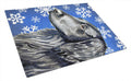 Flat Coated Retriever Winter Snowflakes Holiday Cutting Board Tempered Glass Kitchen Cutting Surface, Heat Resistant Chopping, Non-Slip Feet, Food Prep & Serving